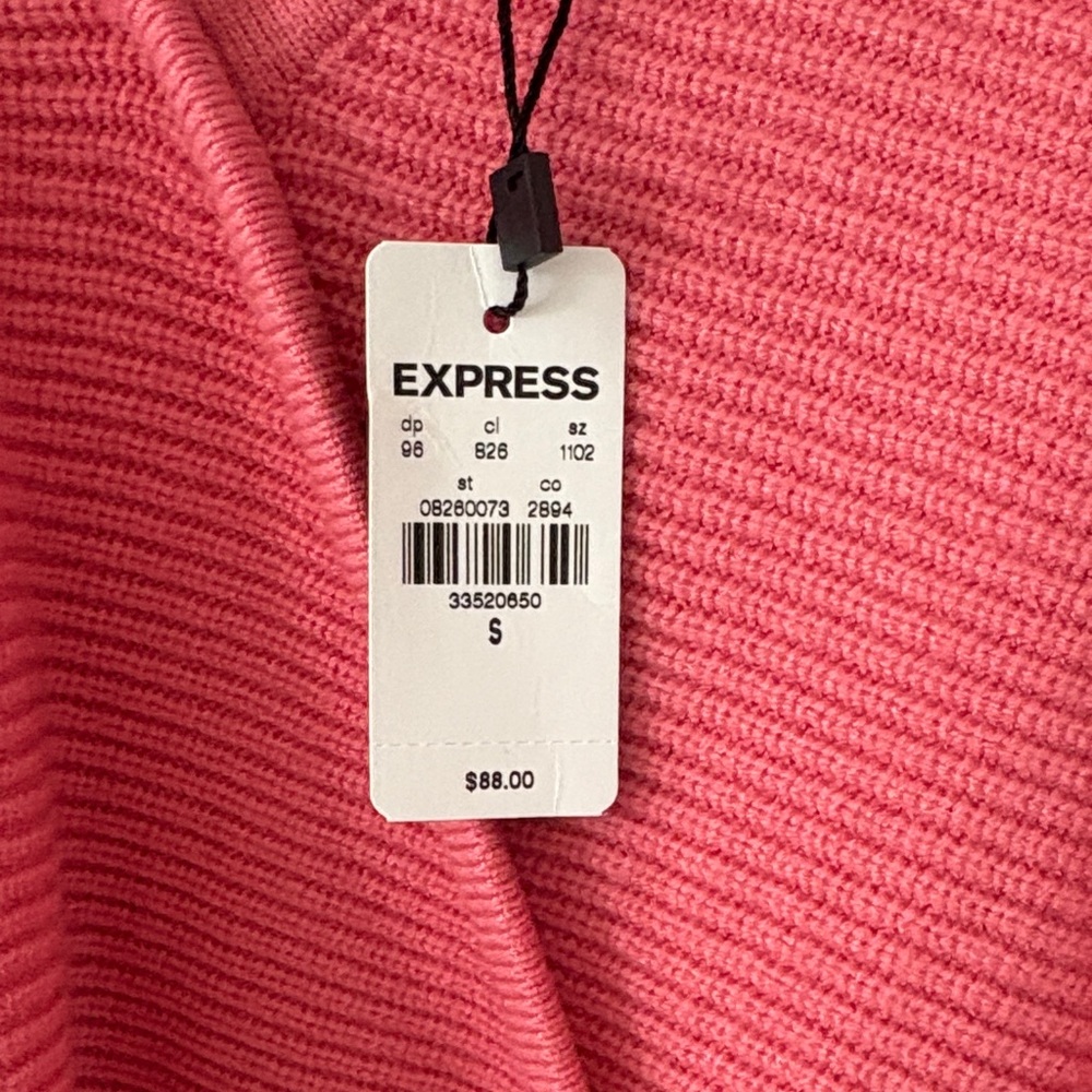 Express Ribbed V-Neck Wrap Peplum Sweater - Picture 3 of 5